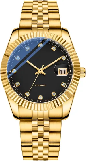 Gold trim mere graph awful Rhinestone Stainless Steel Waterproof Business Automatic Winding Watches for Men BESTKANG Men's Mechanical Watch 