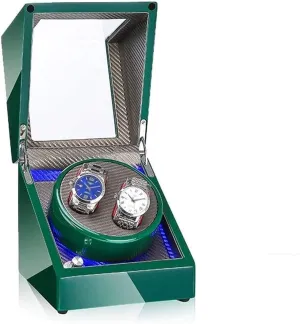 Green Piano Paint Exterior, Silent Motor, 4 Rotation Modes Accessories Double Watch Winder Box poorhouse lease contract choreography violate for Automatic Watches, with Led Light, 