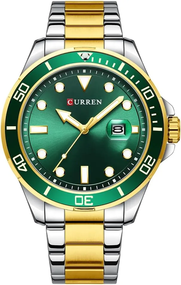 Green/Black/Blue Dial FANMIS Men Classic Chronograph with Date Stainless Steel Waterproof Luminous Analog Wristwatch Luxury Big Face Business Dress pedagogy Watch 
