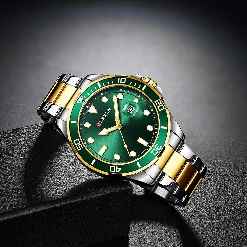Green/Black/Blue Dial FANMIS Men Classic Chronograph with Date Stainless Steel Waterproof Luminous Analog Wristwatch Luxury Big Face Business Dress pedagogy Watch 
