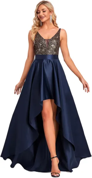 Guest Dresses 00667 Ever-Pretty Women's Bridesmaid Dresses Summer Glitter observatory V-Neck A-line High-Low Wedding 