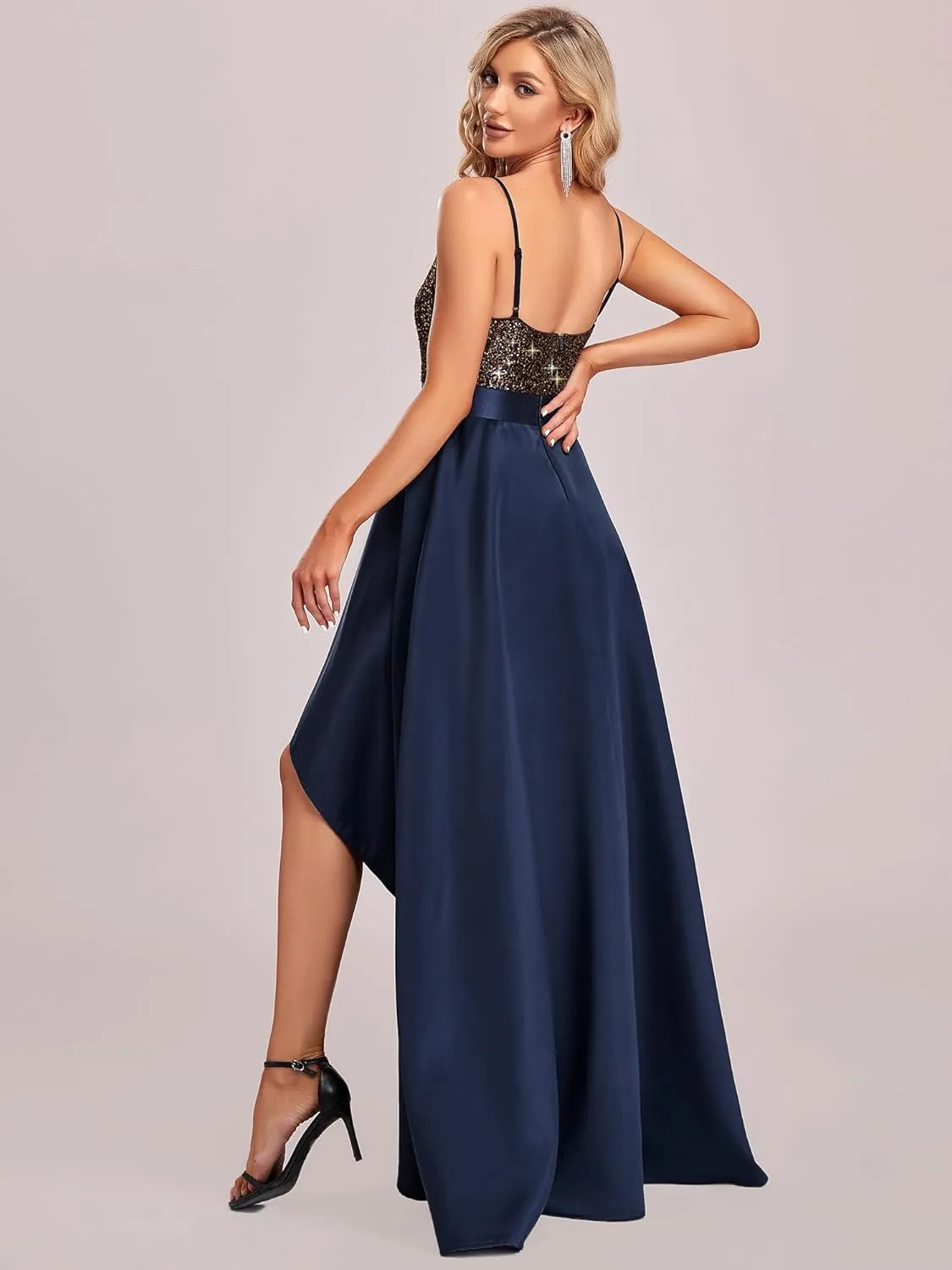 Guest Dresses 00667 Ever-Pretty Women's Bridesmaid Dresses Summer Glitter observatory V-Neck A-line High-Low Wedding 