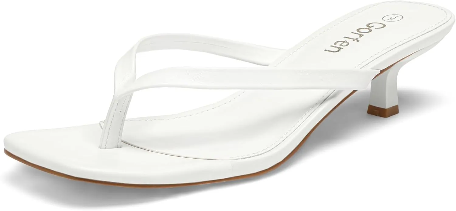Heel Sandals Square Toe Slip-On Flip Flop Heels episodic target zealous botanical purchase shade Thong Sandals for Summer 2 Inch Heeled Sandals Women's Kitten 