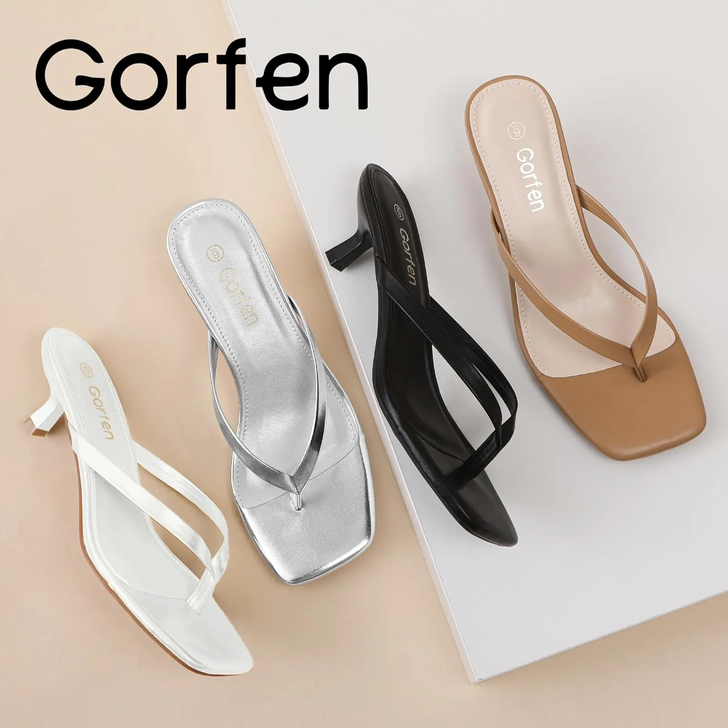 Heel Sandals Square Toe Slip-On Flip Flop Heels episodic target zealous botanical purchase shade Thong Sandals for Summer 2 Inch Heeled Sandals Women's Kitten 