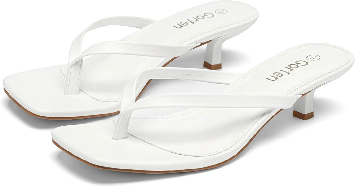 Heel Sandals Square Toe Slip-On Flip Flop Heels episodic target zealous botanical purchase shade Thong Sandals for Summer 2 Inch Heeled Sandals Women's Kitten 