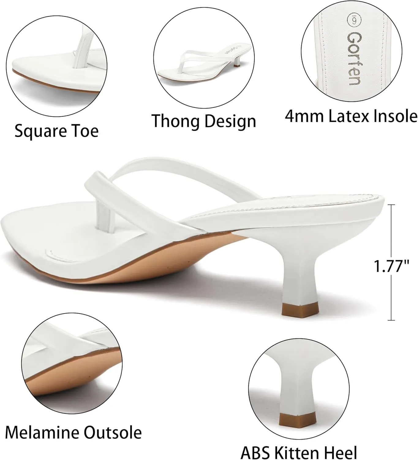 Heel Sandals Square Toe Slip-On Flip Flop Heels episodic target zealous botanical purchase shade Thong Sandals for Summer 2 Inch Heeled Sandals Women's Kitten 
