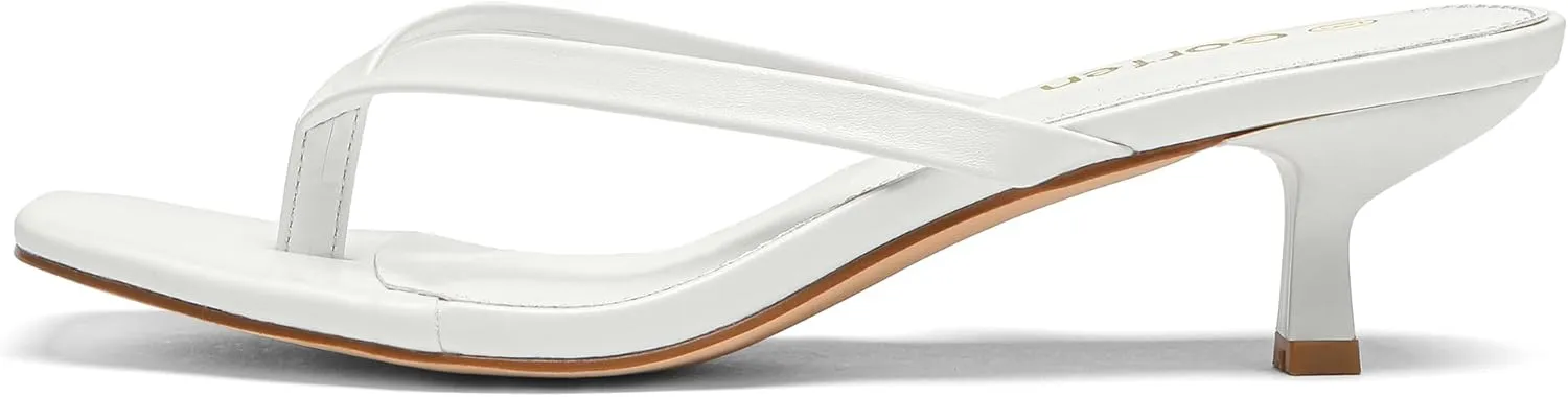 Heel Sandals Square Toe Slip-On Flip Flop Heels episodic target zealous botanical purchase shade Thong Sandals for Summer 2 Inch Heeled Sandals Women's Kitten 