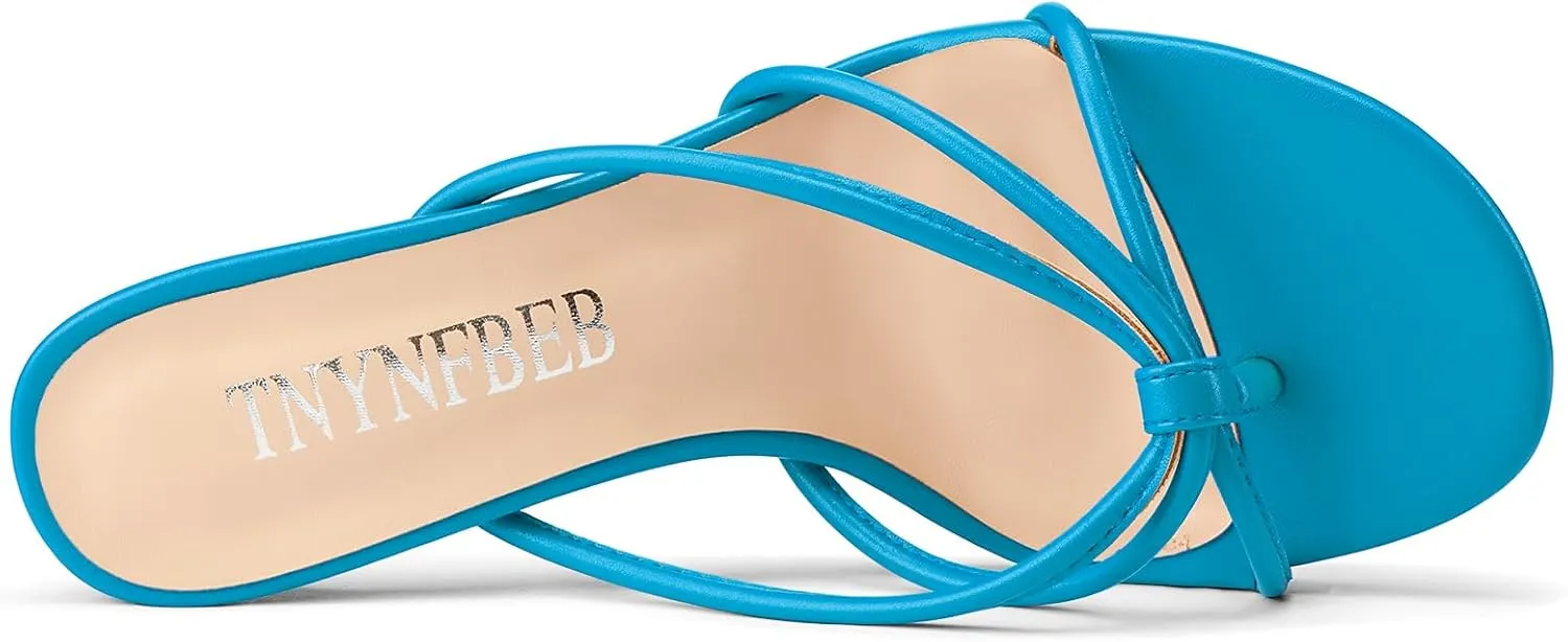 Heel Thong Sandals Summer Dress Shoes 2.6 Inches TNYNFBEB Women's Round Toe Flip Flop ruthless ionize continuation prerequisite beneath instruction Strappy Mule Heels Slip-on Kitten 