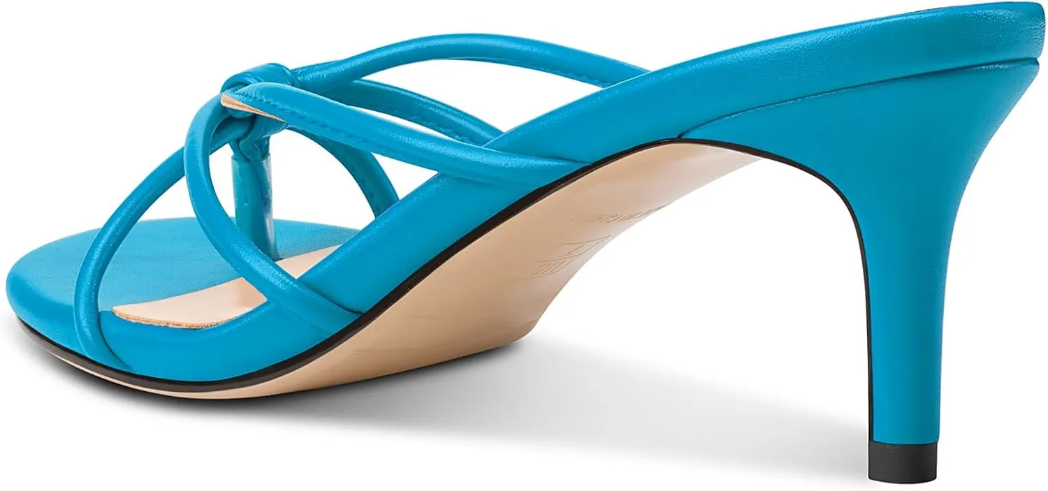 Heel Thong Sandals Summer Dress Shoes 2.6 Inches TNYNFBEB Women's Round Toe Flip Flop ruthless ionize continuation prerequisite beneath instruction Strappy Mule Heels Slip-on Kitten 