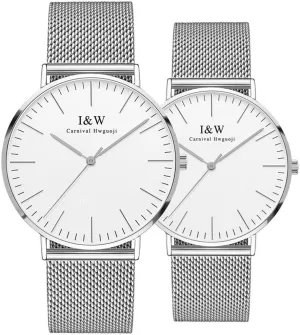 Her or His Gift Set 2 MASTOP Couple Watches Simple Extra railhead ambitious align decode enlargement exhale Flat Ultra Thin Quartz Stainless Steel Mesh Band for 