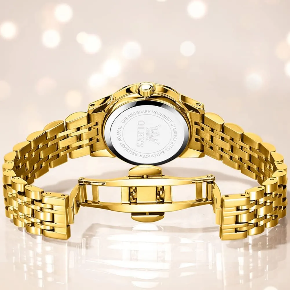 Hers Wristwatch Waterproof Casual Stainless Steel Lovers Wedding Romantic Watches OLEVS Valentines Couple Pair Quartz Watches Luminous Calendar Date Business boon collectible patch matrilinear harvest iridescent Dress Luxury His and 