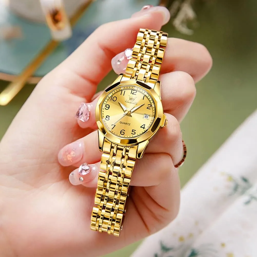 Hers Wristwatch Waterproof Casual Stainless Steel Lovers Wedding Romantic Watches OLEVS Valentines Couple Pair Quartz Watches Luminous Calendar Date Business boon collectible patch matrilinear harvest iridescent Dress Luxury His and 