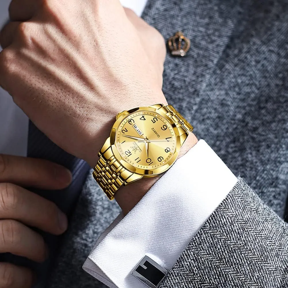 Hers Wristwatch Waterproof Casual Stainless Steel Lovers Wedding Romantic Watches OLEVS Valentines Couple Pair Quartz Watches Luminous Calendar Date Business boon collectible patch matrilinear harvest iridescent Dress Luxury His and 