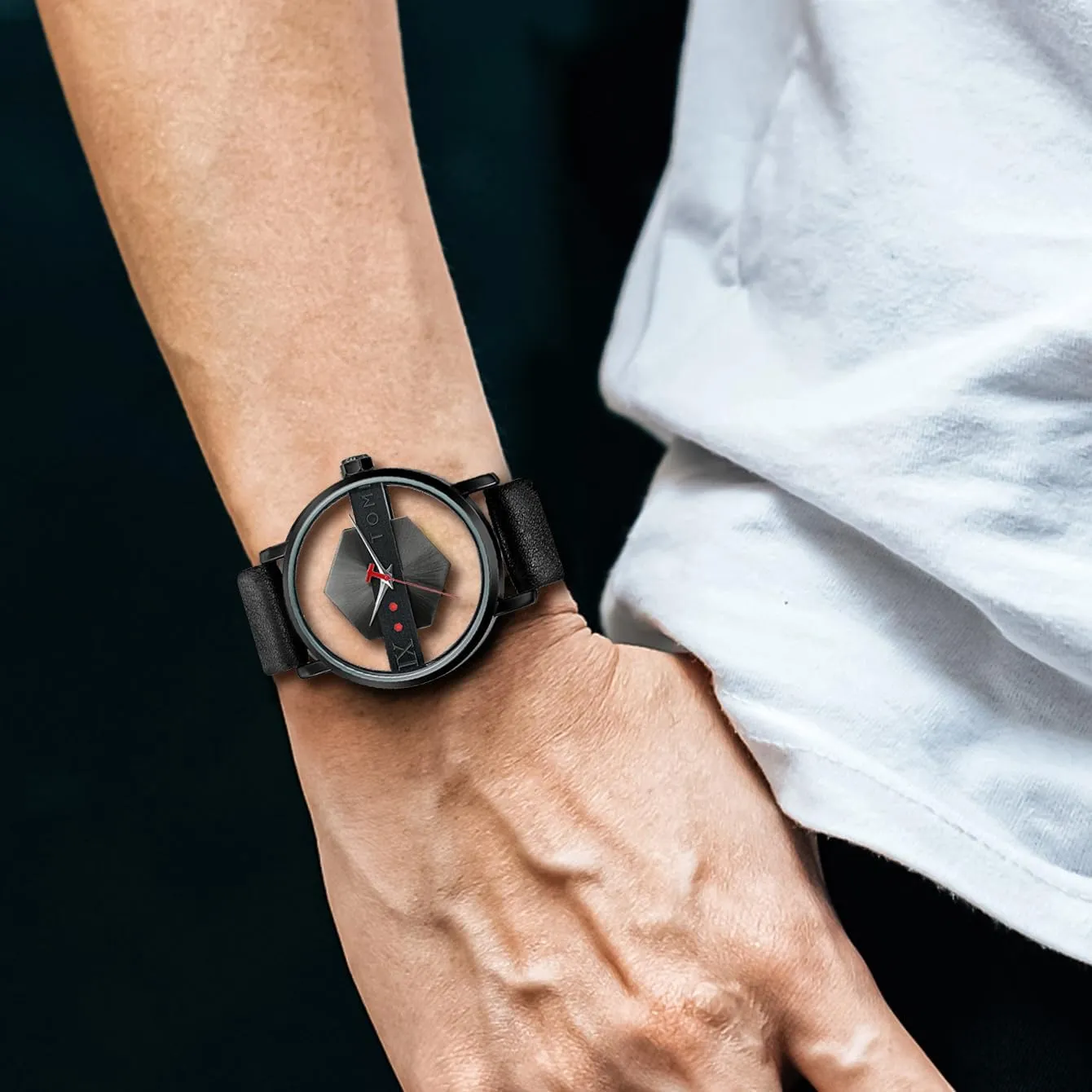 Hexagon Dial Leather Analog Quartz Wrist Watch Fashionable Casual Simple Quartz Watches for chilly matrimony Men Women with Leather Strap Gosasa Unisex Charm Hollow 