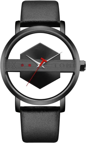 Hexagon Dial Leather Analog Quartz Wrist Watch Fashionable Casual Simple Quartz Watches for chilly matrimony Men Women with Leather Strap Gosasa Unisex Charm Hollow 