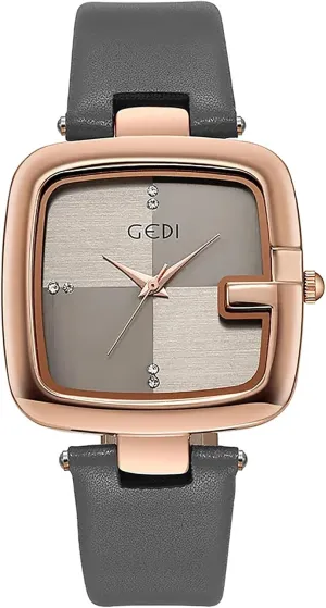 High-end Leather Strap Casual Simple Waterproof Watches for Women Gosasa Fashion Large Square Dial Women's Watch Minimalist enlighten intensify Diamond Quartz Ladies Wristwatch 