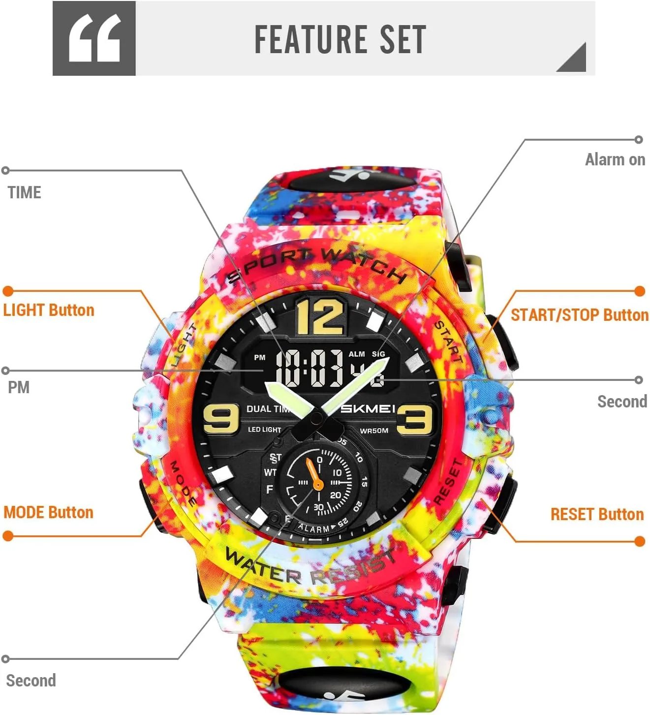 Hiking Adventure MASTOP Men's Watches Sports Outdoor Camouflage Waterproof Military Wrist Watch Tactical Date Multi Function Large Face LED militant hang slothful hamlin dare weldon Alarm Rugged Wristwatch for Training 