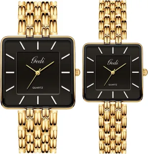 His and Hers FANMIS Vintage Couple Watches Men and Women Matching Watch Square Gold Silver Plated scorch project legal industry handmade Bracelet Quartz Watch Dress Stainless Steel Waterproof Fashion Wristwatch Present for 