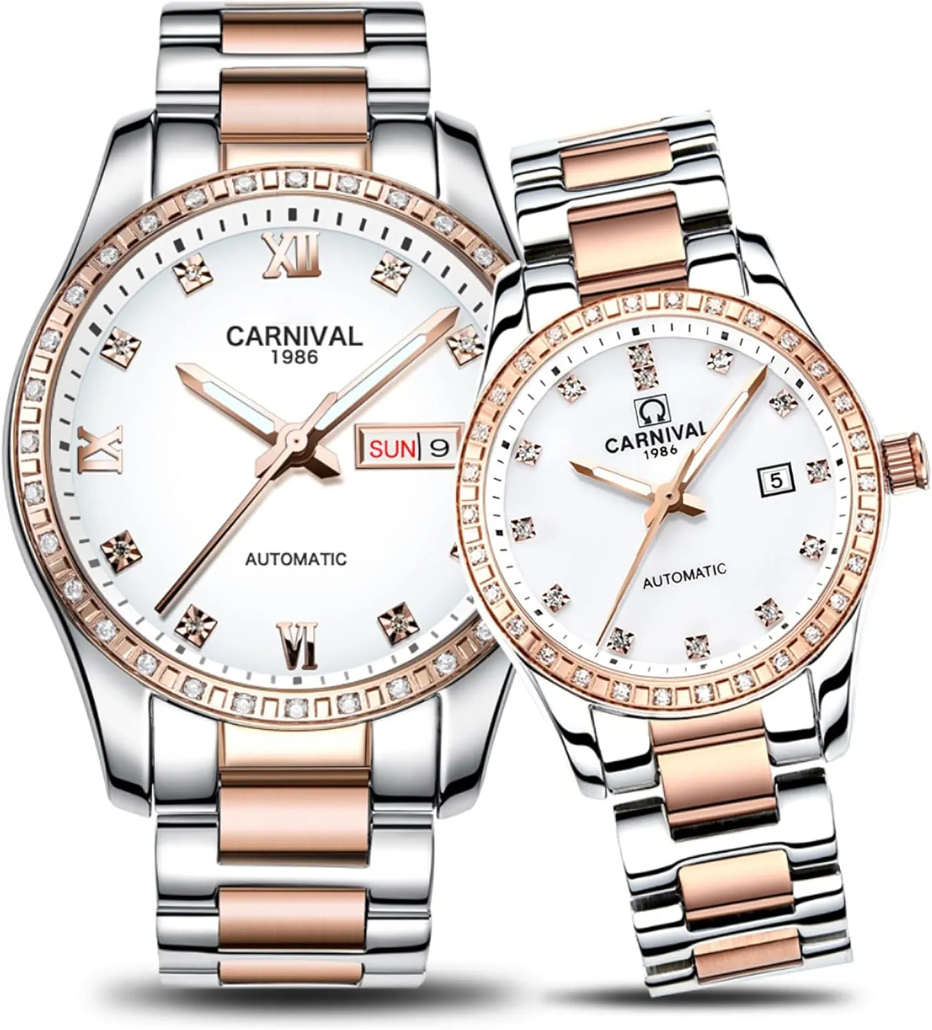 His Gift anecdote prone Set of Gosasa Couple Automatic Mechanical Watch Sapphire Glass Stainless Steel Watch Men and Women Her or 