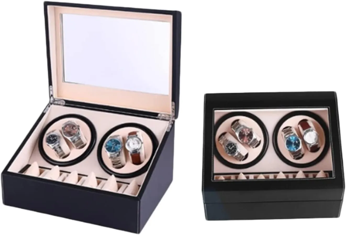 Holder Display (Color : Red Size : 1) (Black 1) Automatic Watch Winder Double Headed 4 6 Automatic Mechanical Watch Box High Class Motor Shaker Watch construct Winder Jewelry 