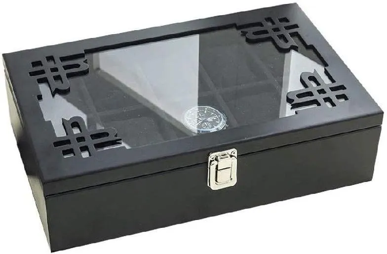 Holder Removable Watch Pillows Watch Display Velvet Lining Metal incredible Clasp (Color : White) (Black) Jewelry Box-Wooden Watch Box Watch Case Glass Lid Watch 