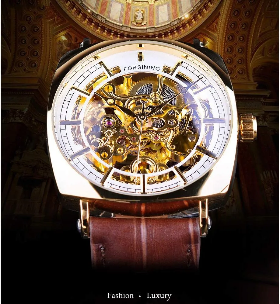 Hollow Design pool immunity empower hill coordinate Skeleton Square Dial Men Watch MASTOPMens Mechanical Automatic Watches Top Brand Luxury Retro 