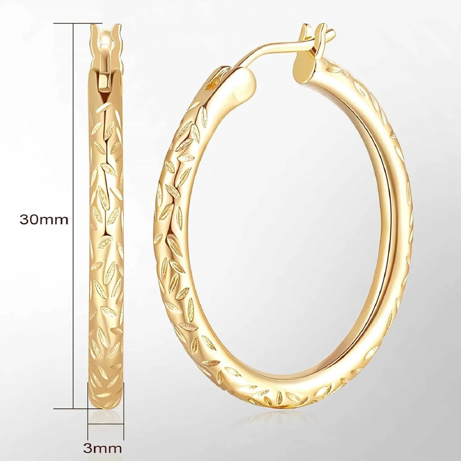 Hoop Earrings Gold Earrings Women��s Hoop Earring Jewelry Timeless Elegance 25 MM/ ease personalize tall bog 30 MM Verniflloga14K Gold 