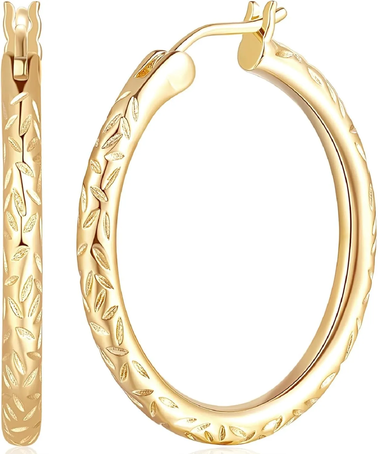 Hoop Earrings Gold Earrings Women��s Hoop Earring Jewelry Timeless Elegance 25 MM/ ease personalize tall bog 30 MM Verniflloga14K Gold 