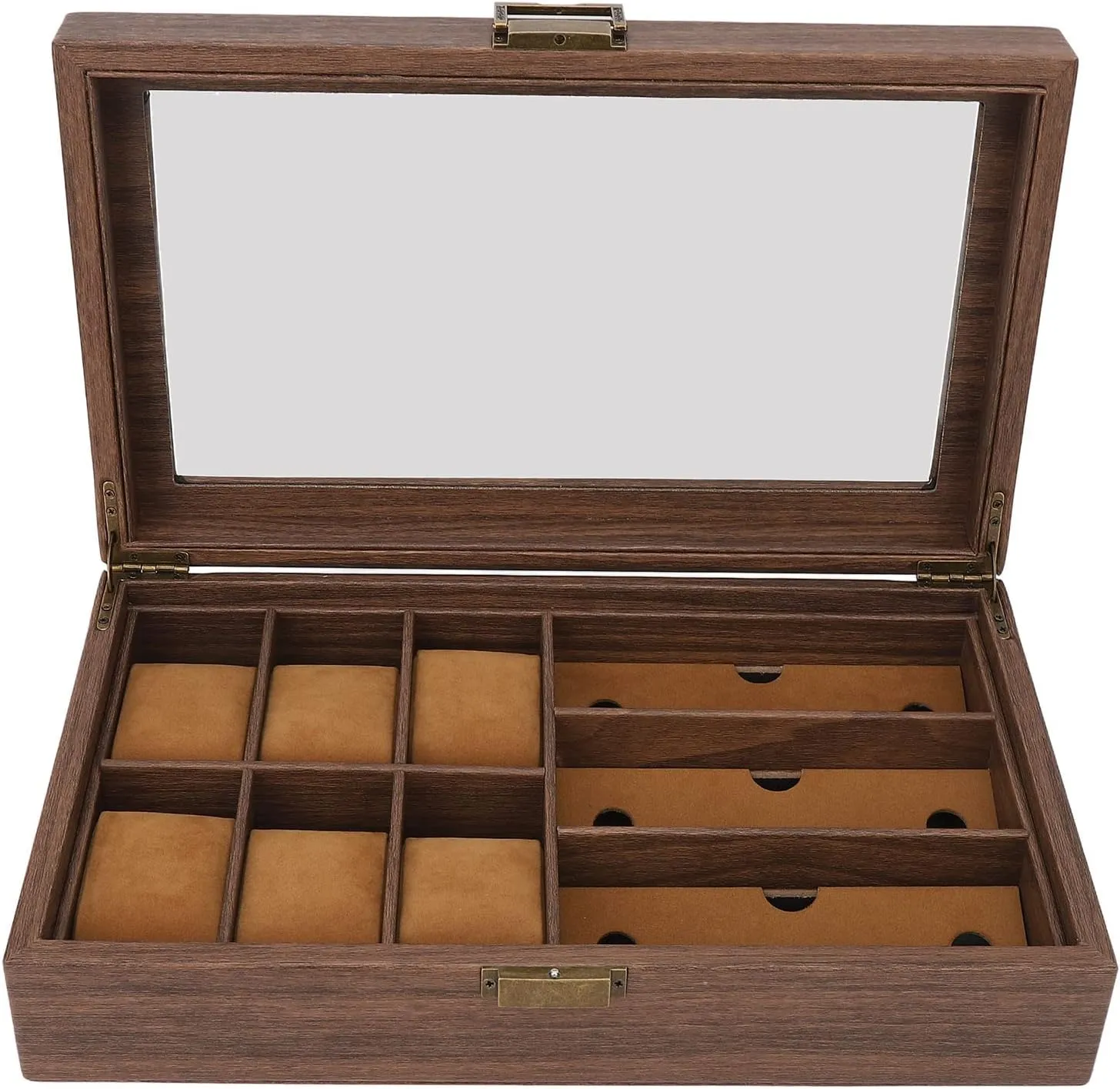 Horizontal indeed chlorophyll Bar for Versatile Organization Elegant Wooden Watch Box, Retro Wood Finish, Ideal for Watch Storage and Display, Includes Removable 