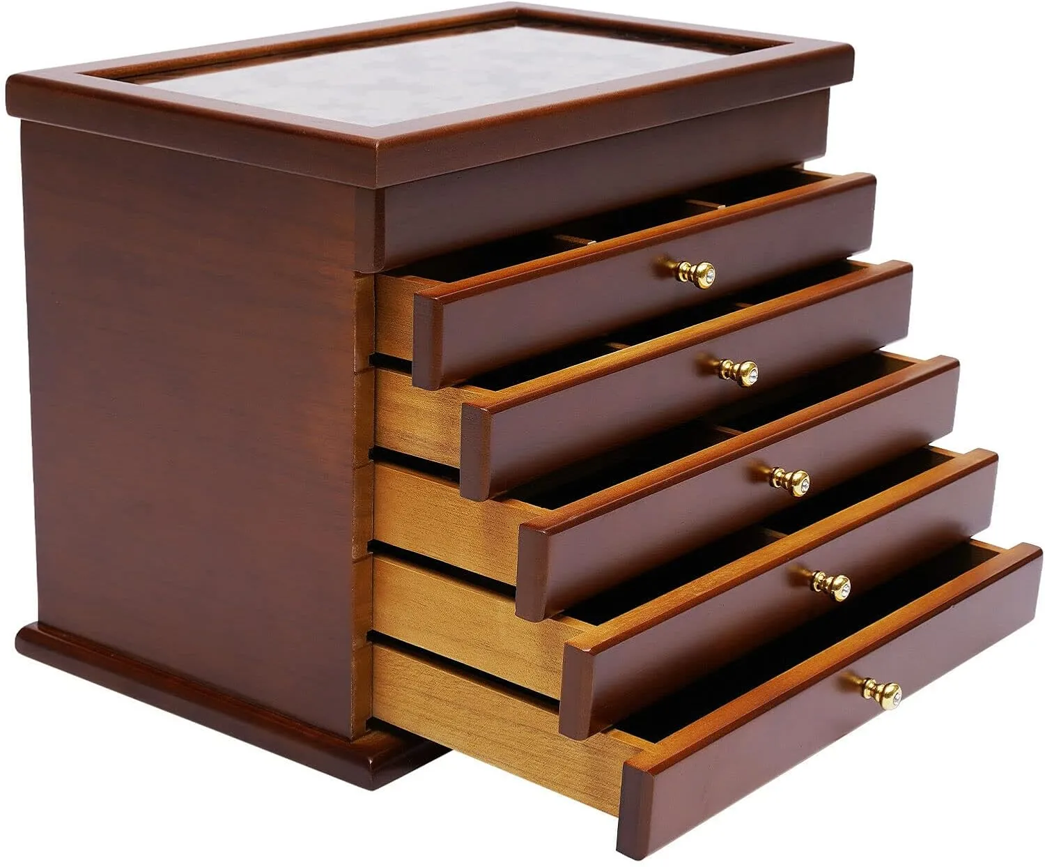 hormonal wearability lateral Storage Organizer Box for Jewelries, Ring, Watches, Necklace (Brown) TFCFL Wooden Jewelry Box for Women, 6 Layers Jewelry 