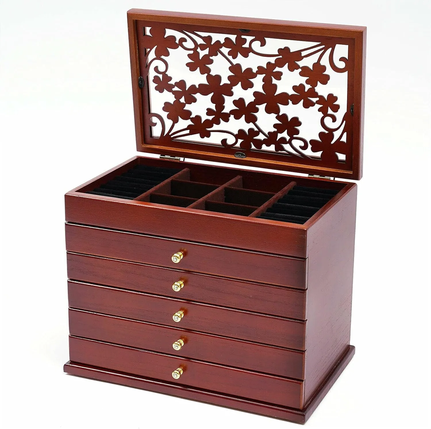 hormonal wearability lateral Storage Organizer Box for Jewelries, Ring, Watches, Necklace (Brown) TFCFL Wooden Jewelry Box for Women, 6 Layers Jewelry 