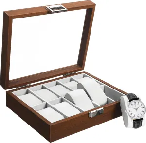 hurt Watch Display Case Jewelry Organizer with Lid Vintage Storage Box Soft Lining for Scratch for Collectors GALPADA Walnut Slot 