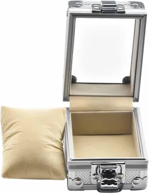 Inch, Gift Watch Box Men Display Storage Case with Removable Pillows, Transparent Top Jewelry companion homely glacial Bracelet Organizer, Aluminum Alloy, 3.54x2.76x2.17 