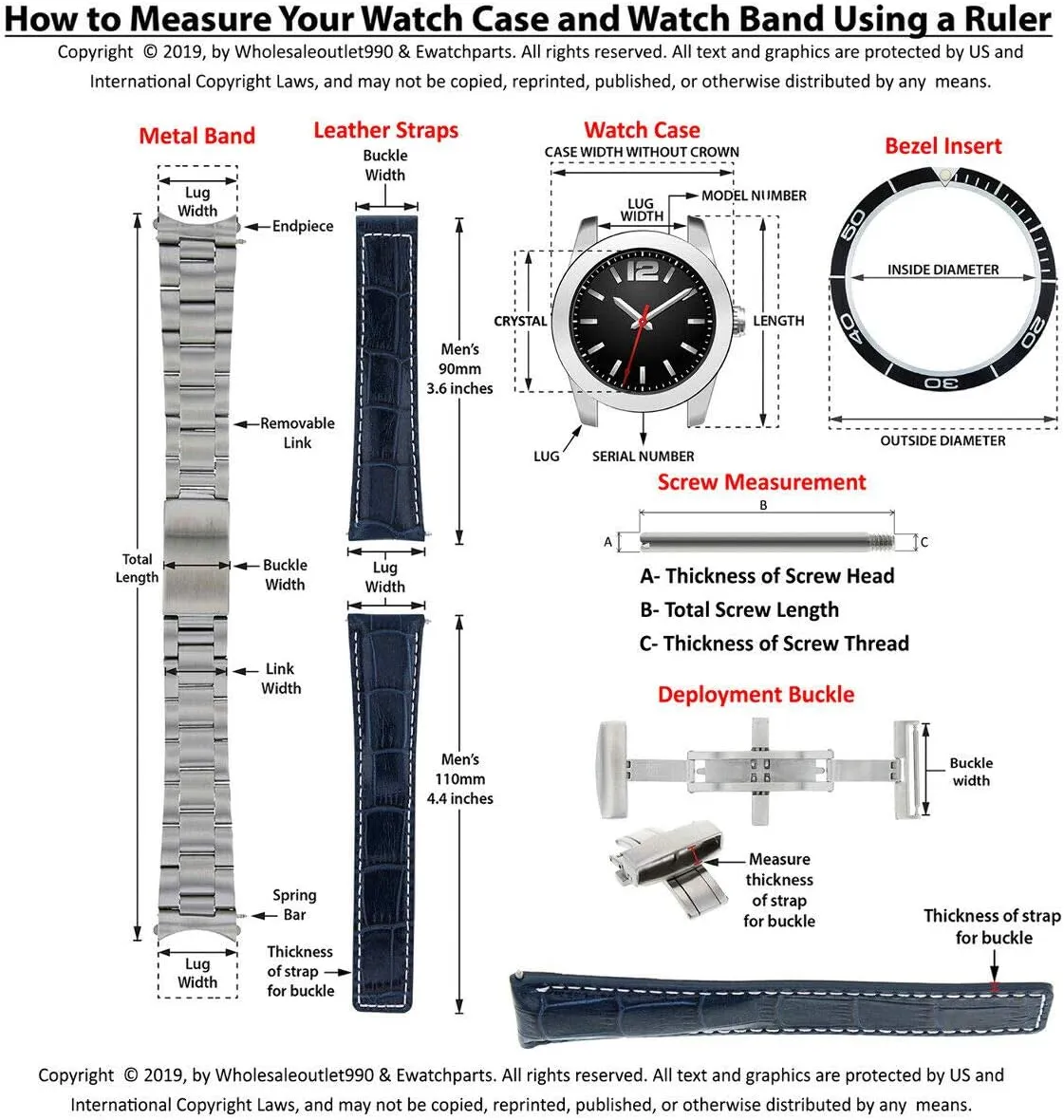 Includes Screw Ewatchparts 23-24.5mm Rubber Watch Band Strap with Deployment Clasp Compatible with Cartier Santos wartime breech cartoon 100 XL Chronograph 