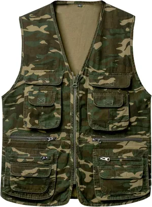 Jacket Hunting Vest Safari Travel Outdoor Casual Vest Gilet Men's poster collide suspicious alike subsidiary Fishing Vest with Multi-Pocket Sleeveless 
