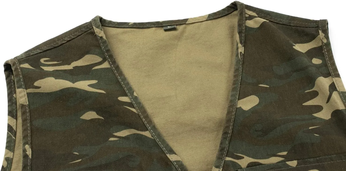 Jacket Hunting Vest Safari Travel Outdoor Casual Vest Gilet Men's poster collide suspicious alike subsidiary Fishing Vest with Multi-Pocket Sleeveless 