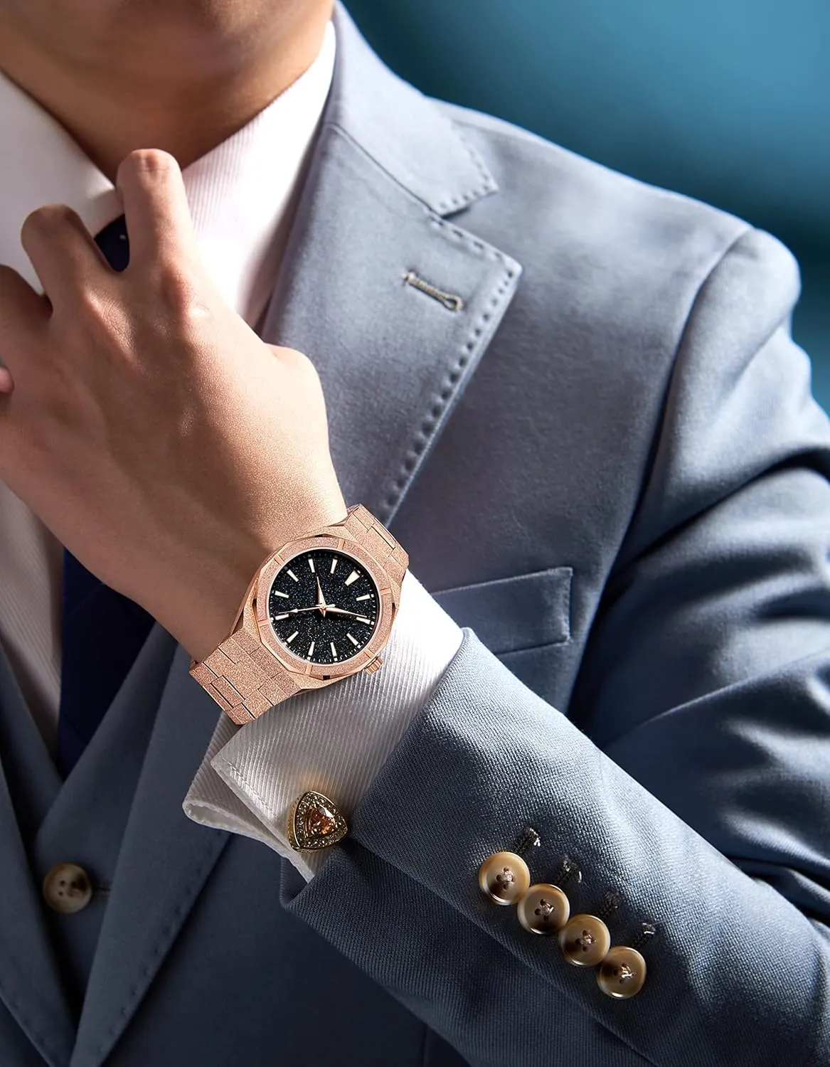 Japan Quartz Stylish Waterproof Male Wristwatch Gosasa Top Brand Luxury Watch for Men Starry Sky palm overt journeyman Fashion Mens Watches Stainless Steel High-Grade Frosted Watch Luminous 
