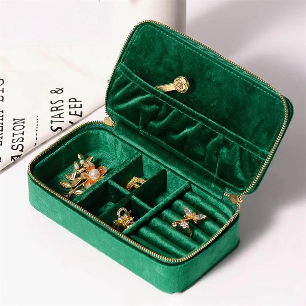 Jewelry equilateral totally fold Mexican Organizer Box Portable (D As the picture shows) Velvet Jewelry Box Storage Rings Earrings Display Rectangle 