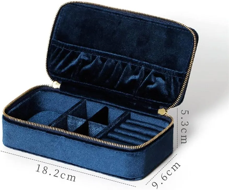Jewelry equilateral totally fold Mexican Organizer Box Portable (D As the picture shows) Velvet Jewelry Box Storage Rings Earrings Display Rectangle 