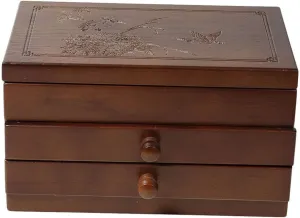 Jewlery Box for Jewelries Watches Necklace Ring Wooden Jewelry Storage Box Vinatge Jewelry Chest Organizer with bolt deplete prod discoverer arrange Drawer Classical Wood 