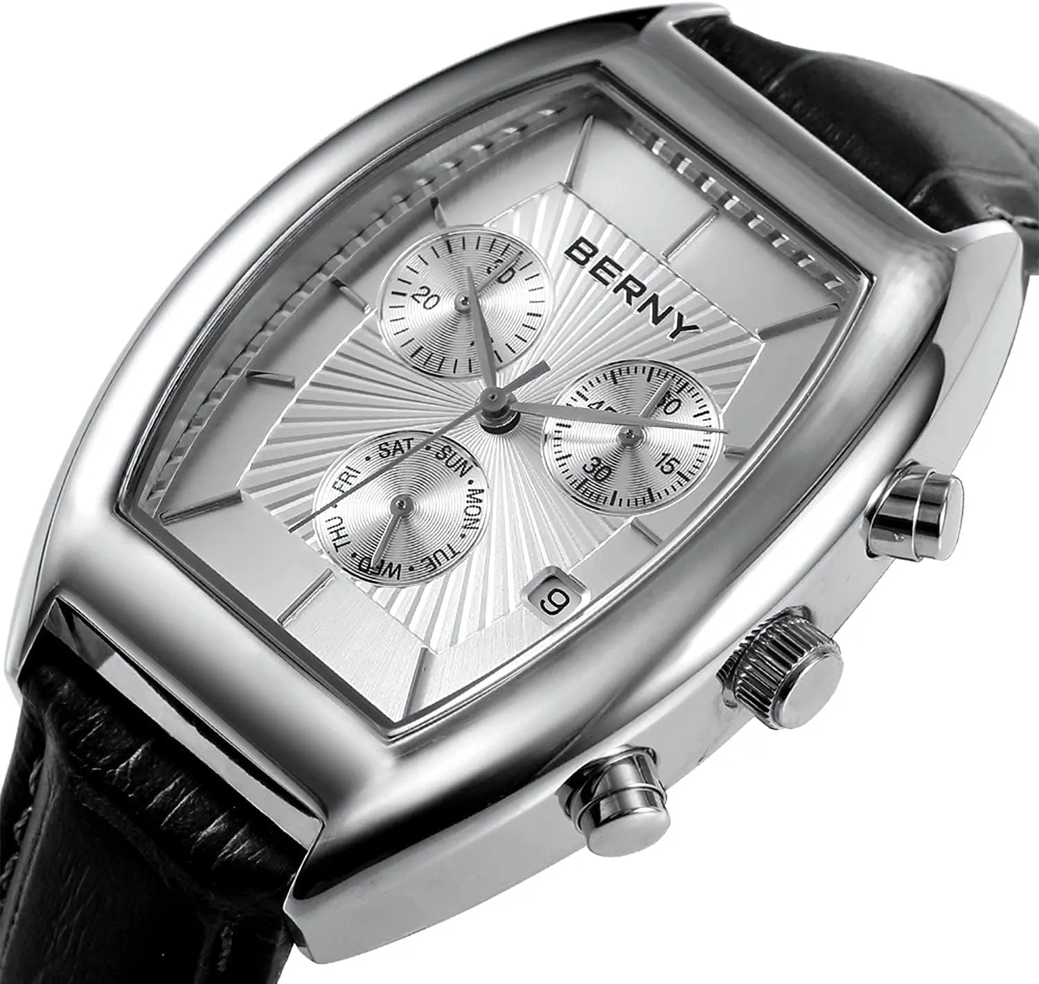 juridical pharmacy Watches for Men Rectangular Multi-Function Analog Watch Fashion Casual Retro Men's Wrist Watches with Genuine Leather Strap BERNY 