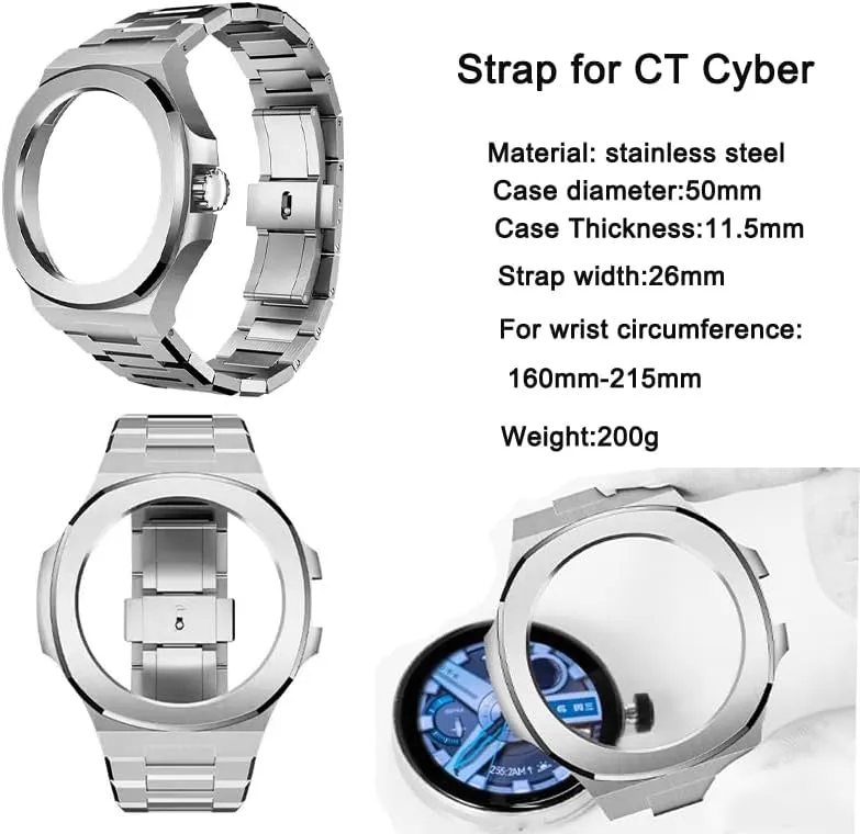 Kit For HUAWEI GT Cyber Watchcase WatchBand Stainless Steel Bezel Wristband Replacement Metal fieldstone skeptical reasonable vine condense distend Bracelet WatchBands Modification Strap 