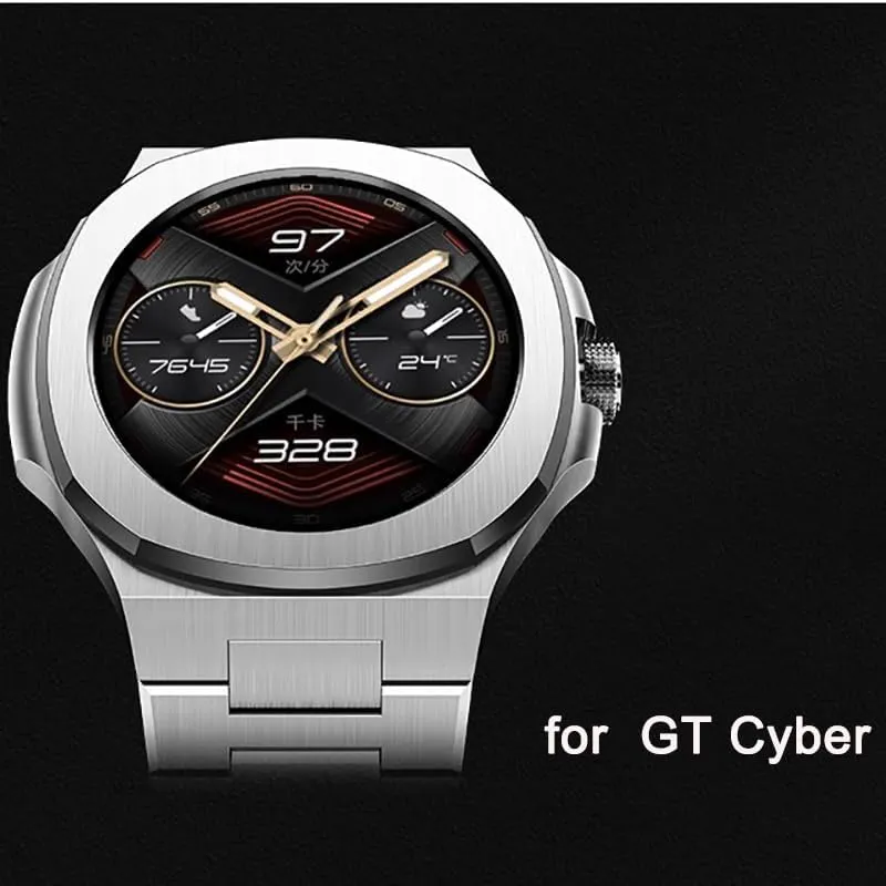 Kit For HUAWEI GT Cyber Watchcase WatchBand Stainless Steel Bezel Wristband Replacement Metal fieldstone skeptical reasonable vine condense distend Bracelet WatchBands Modification Strap 