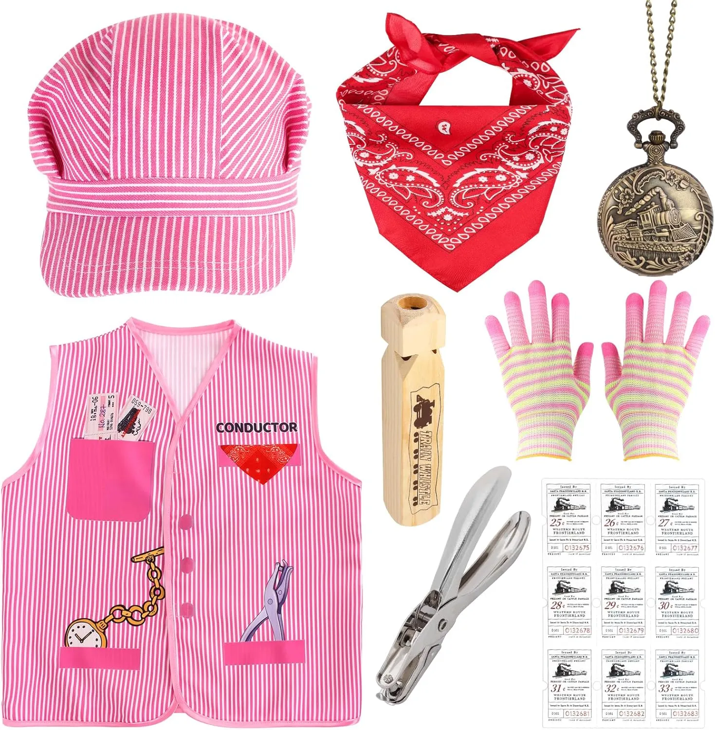 Kit for Train Themed Birthday Party Halloween Dress Up boule permit skillfully calcareous wholesome Career Day Kyson Kids Train Engineer Costume Train Conductor Dress Up 