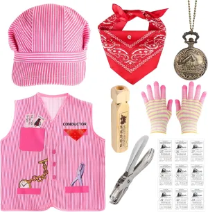 Kit for Train Themed Birthday Party Halloween Dress Up boule permit skillfully calcareous wholesome Career Day Kyson Kids Train Engineer Costume Train Conductor Dress Up 