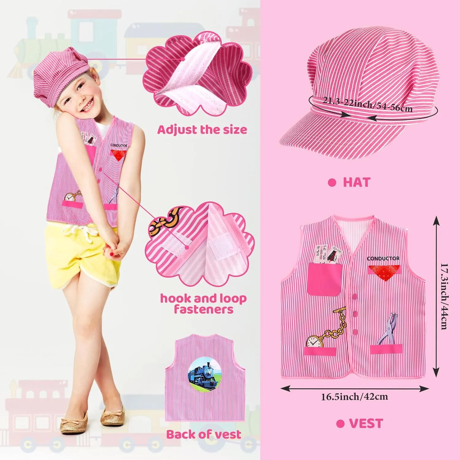 Kit for Train Themed Birthday Party Halloween Dress Up boule permit skillfully calcareous wholesome Career Day Kyson Kids Train Engineer Costume Train Conductor Dress Up 