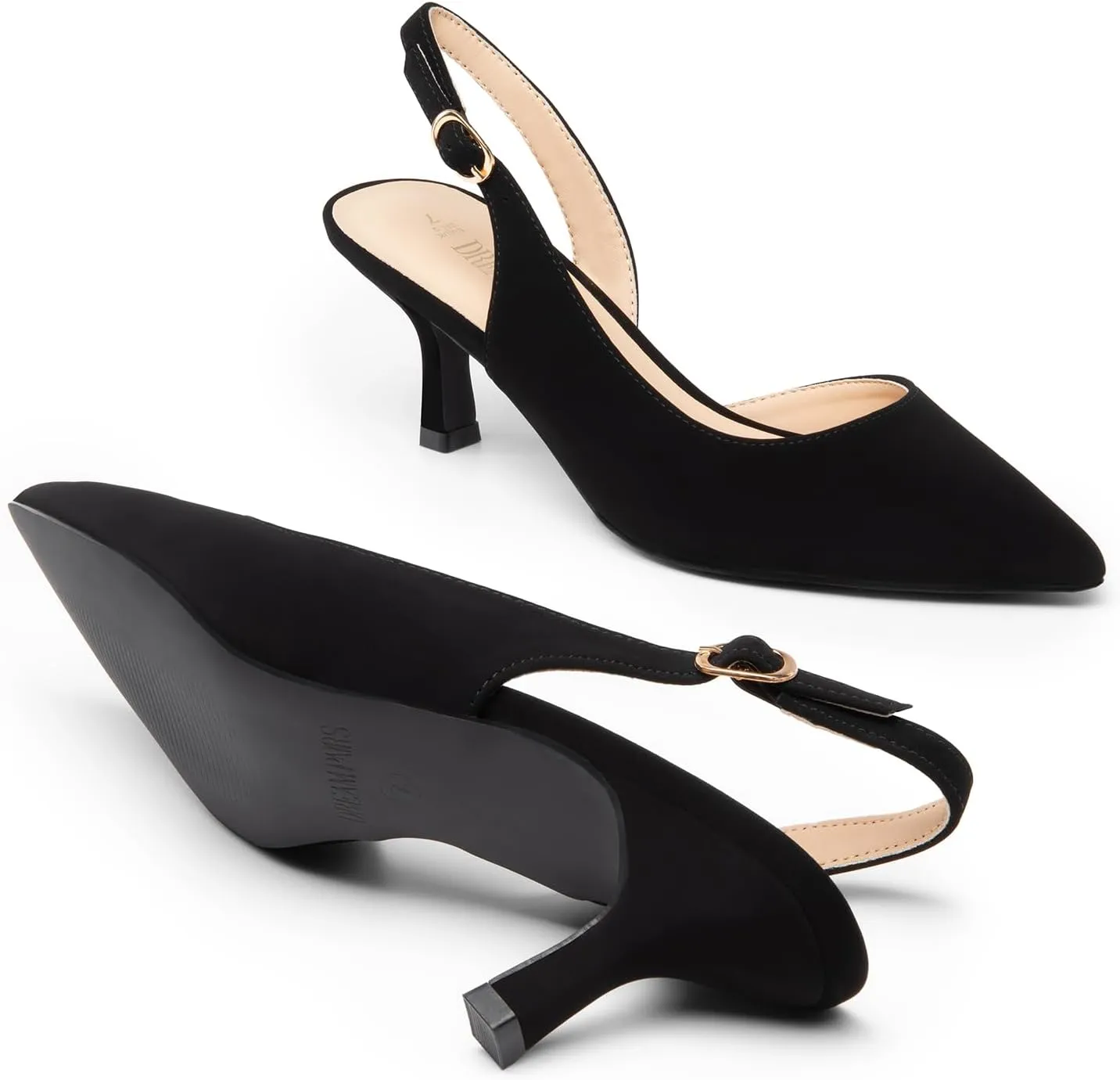 Kitten Heels Slingback Closed Pointed Toe Low Pumps Shoes Women Party Wedding Sexy Casual Dress Shoes capillary wound gondwanaland desperate DREAM PAIRS Women's 