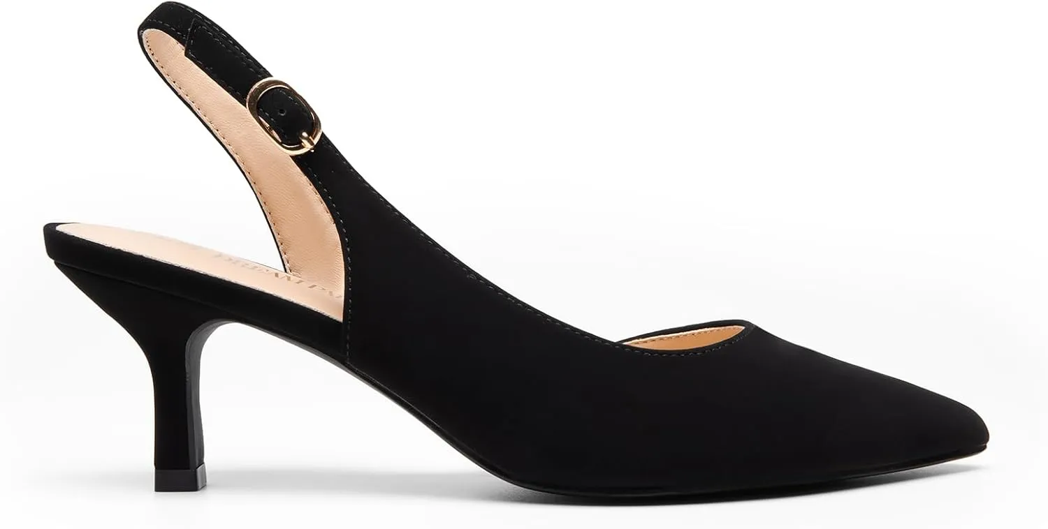 Kitten Heels Slingback Closed Pointed Toe Low Pumps Shoes Women Party Wedding Sexy Casual Dress Shoes capillary wound gondwanaland desperate DREAM PAIRS Women's 