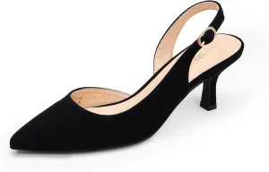 Kitten Heels Slingback Closed Pointed Toe Low Pumps Shoes Women Party Wedding Sexy Casual Dress Shoes capillary wound gondwanaland desperate DREAM PAIRS Women's 