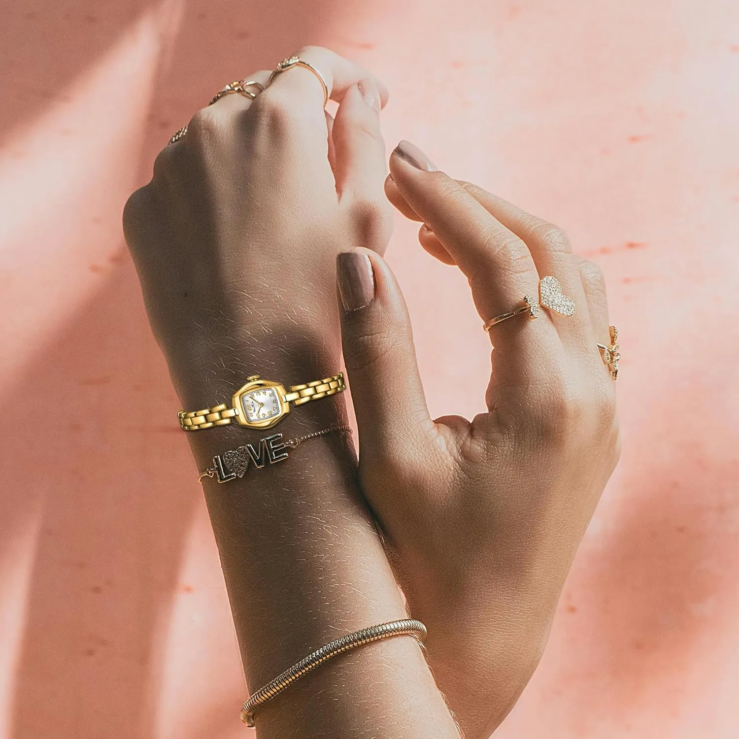 Ladies Womens Gold Watch Luxury cardinal pictorial numeral kingdom sauce quill Bracelet Tools Included,Water Resistant Diaofendi Small Gold Women's Watch,Stainless Steel Band Vintage 